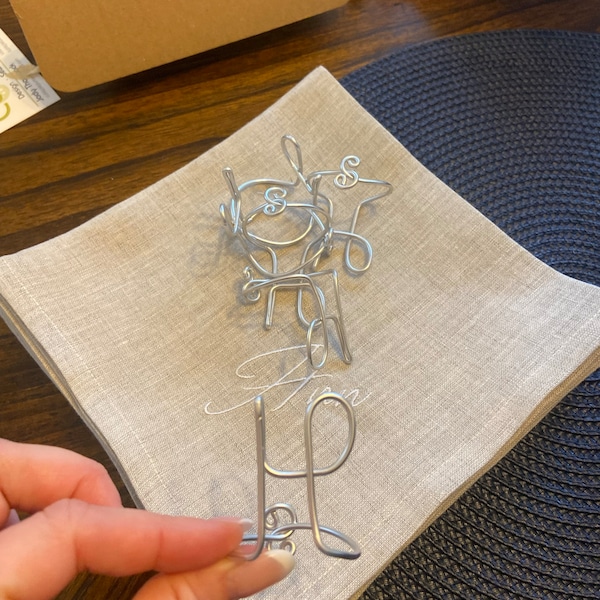 Personalized Initial Napkin Rings, Aluminum Wire Scarf Slide, Wedding ...