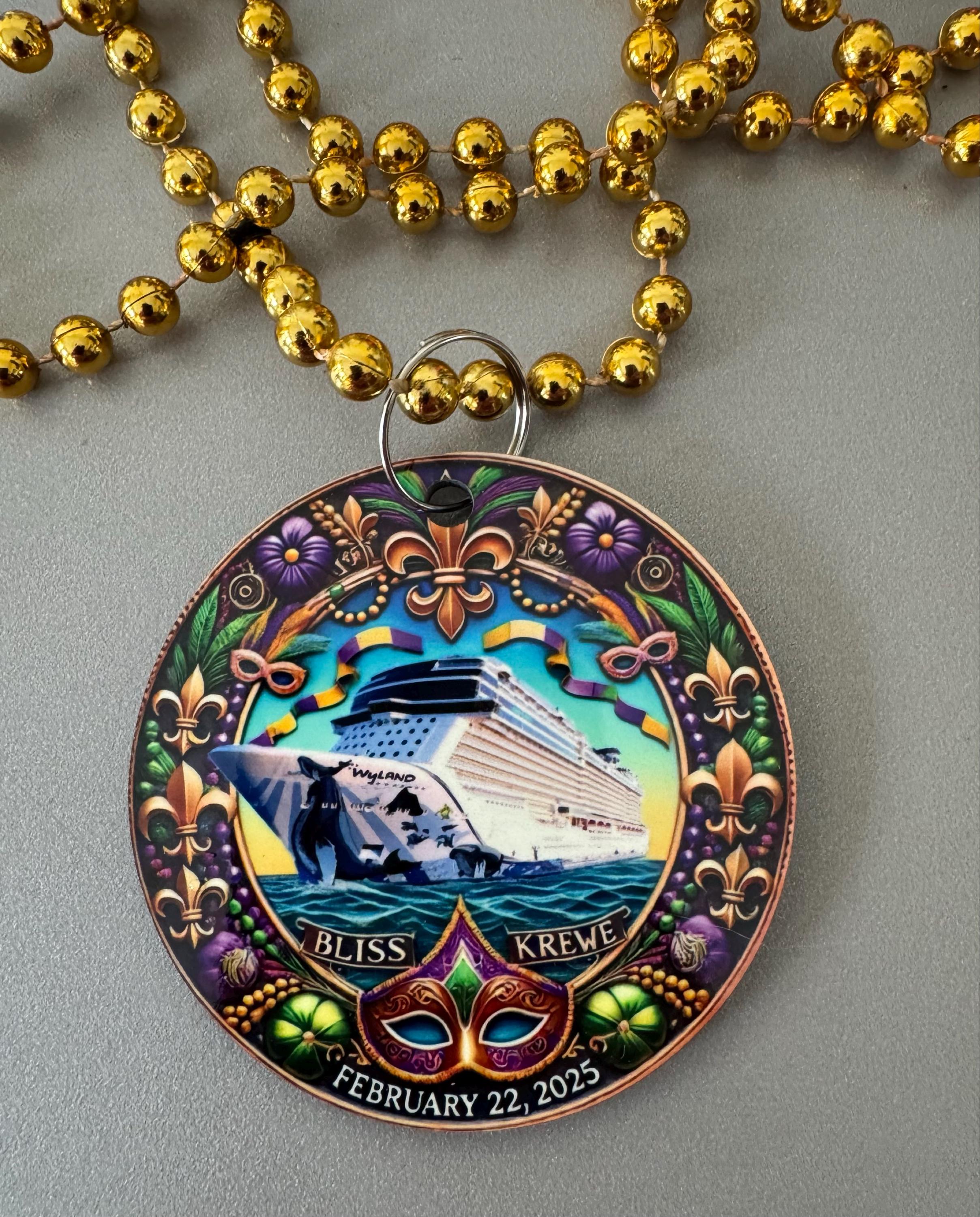 EINSEITIGE Mardi Gras-Halskettenmedaillons – Individuell gestaltet mit farbigem Design (verwenden Sie ein vorgefertigtes Design oder senden Sie Ihr eigenes ein). Großpackungen.