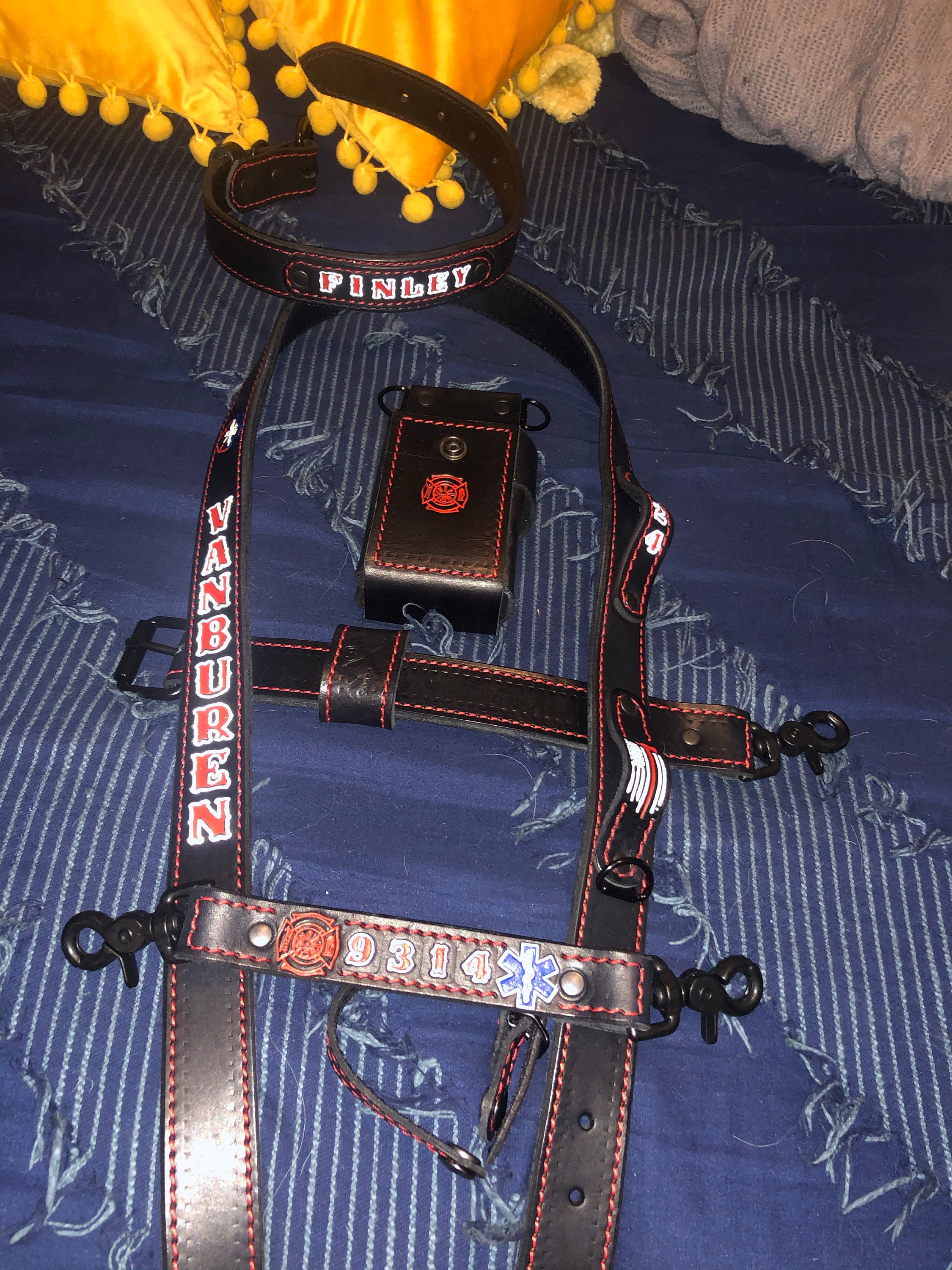 Premium Savage Ghost Leather Firefighter Radio Strap WITH radio bucket - Unleash the Beast