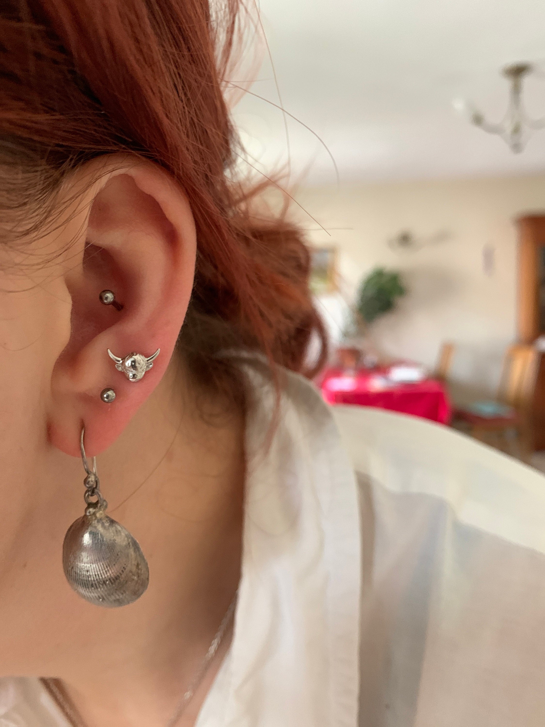 Highland Cow Stud Earrings in Sterling Silver, Cow Stud, Bull Earrings, Petite Earrings, Small Cow Stud, Scotland, Scottish