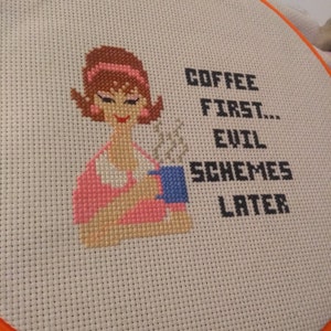 Sassy Lady Coffee Retro Cross Stitch PDF Chart | Etsy