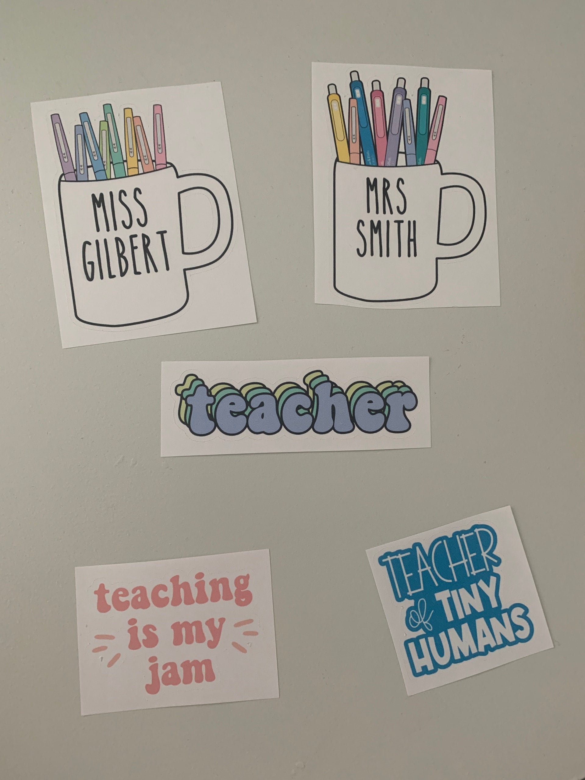 Custom Teacher Coffee Mug Sticker, Personalized Teacher Sticker Coffee Mug, Teacher Flair Pen Sticker