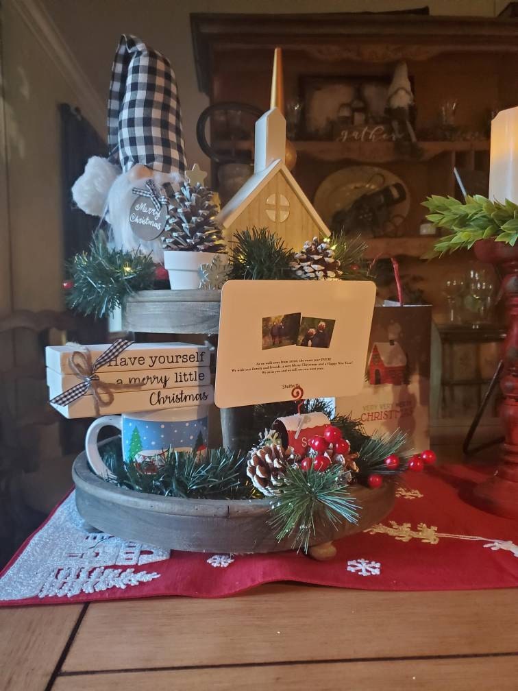 Christmas book bundle, mini book stack, Christmas decor, farmhouse, faux books, set of 3, rustic, teacher gift, housewarming, wooden books