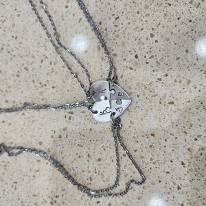 Kiddo Sky Set di Collane con Puzzle a Forma di Cuore in Argento Sterling Personalizzato - Nome Personalizzato 2/3/4/5/6/7/8 Pezzi BFF e Gioielli di Famiglia con Incisione - Argento