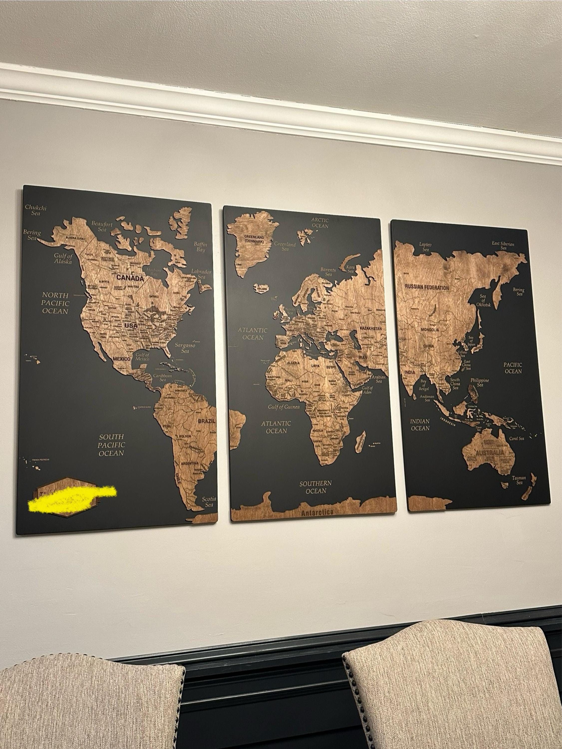 Wooden World Map Wall Art, Push Pin Travel World Map, Large Personalized World Map, Cork World Map Apartment Decor, 5th Anniversary Gift