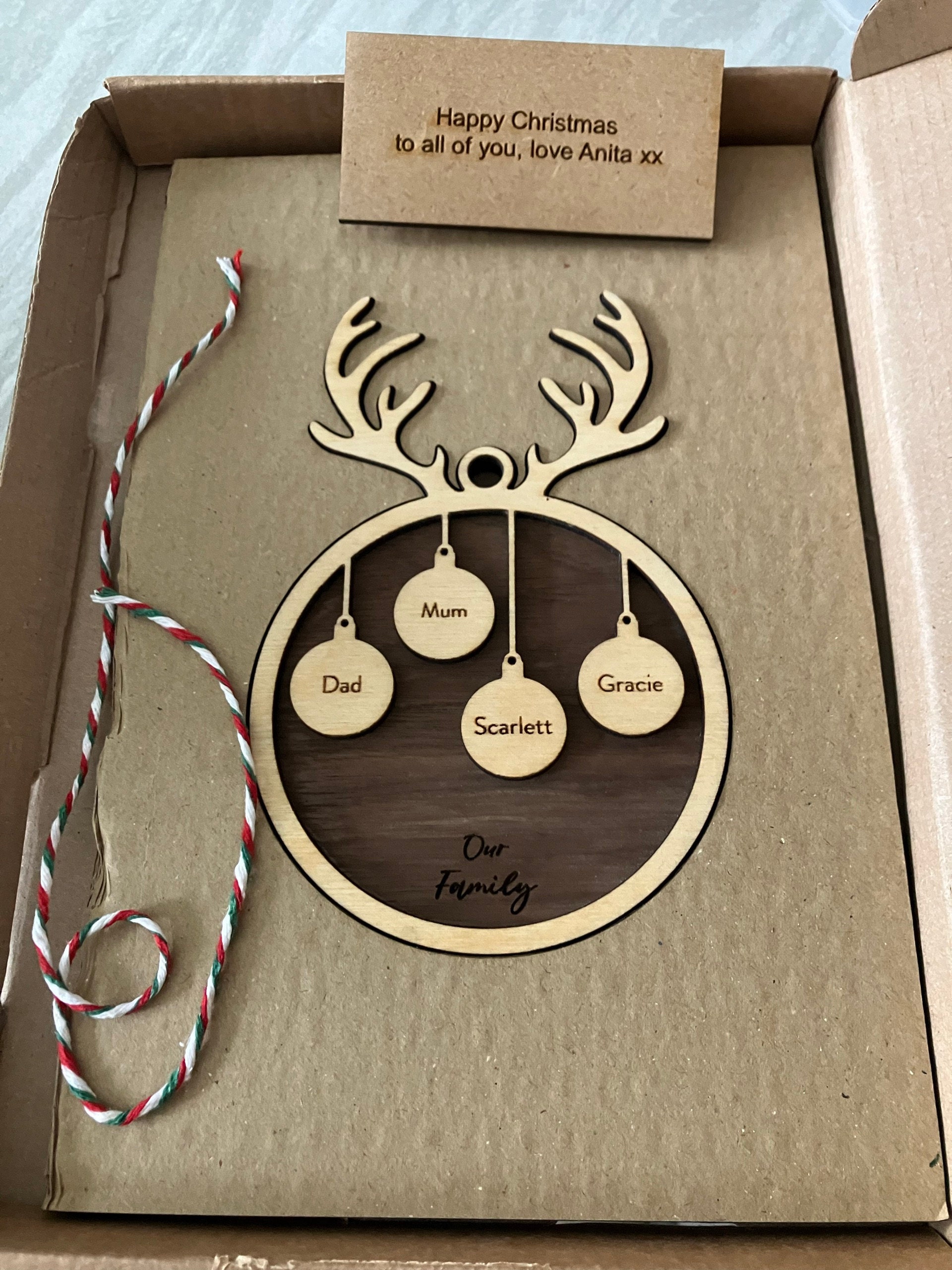 Personalised Family Christmas Ornament, Hanging Stockings, Custom, Family Gift Decor, First Family Christmas Decoration, Names, 2021 2022