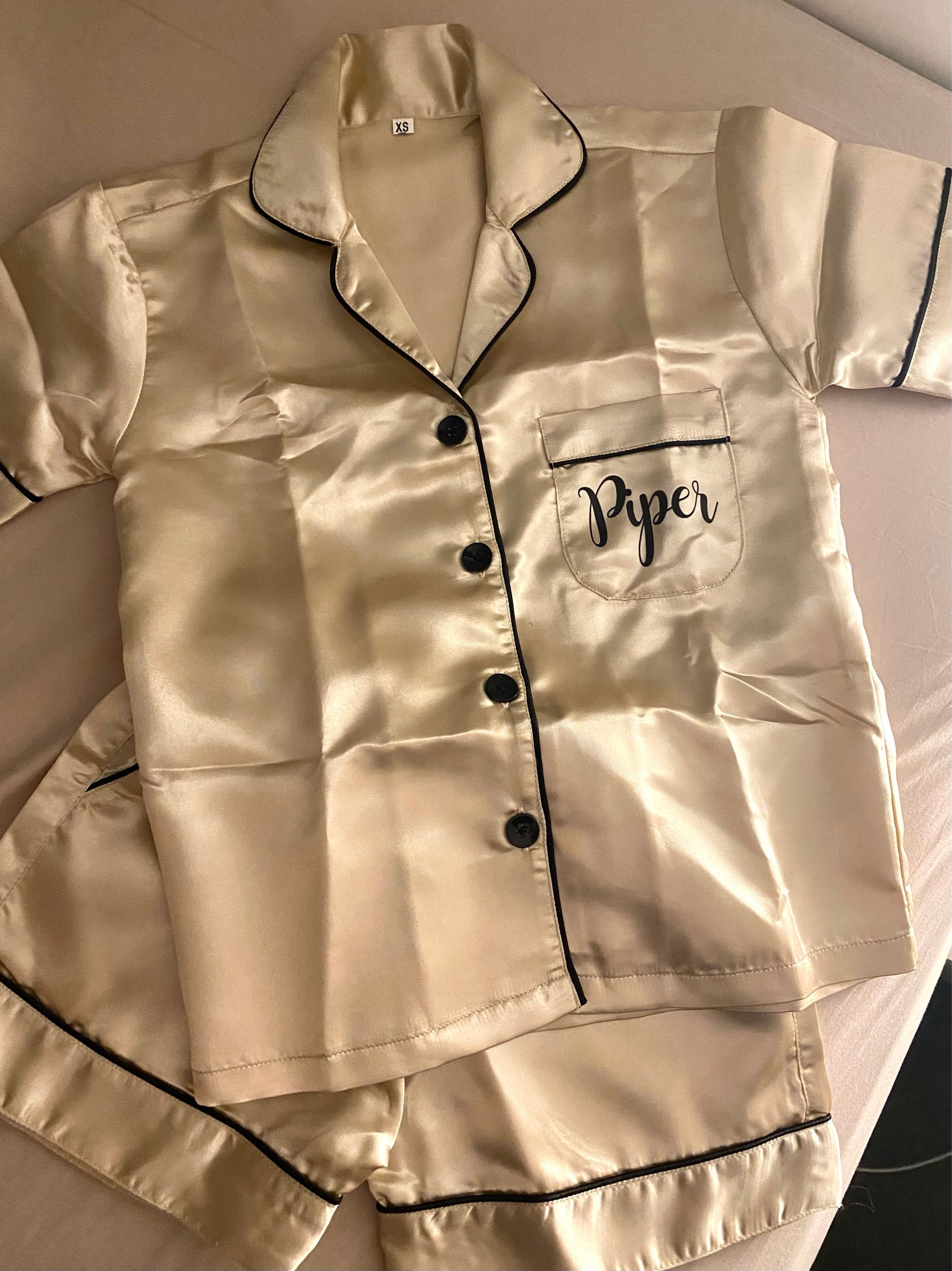 Personalized Youth Silk Pajamas | Personalized Flower Girl & Junior Bridesmaid PJ Sets