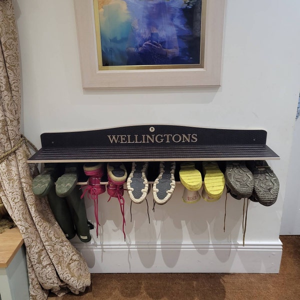 Welly Rack, Wooden Boot Holder, Wellington Storage, Shoe/walking Boot ...