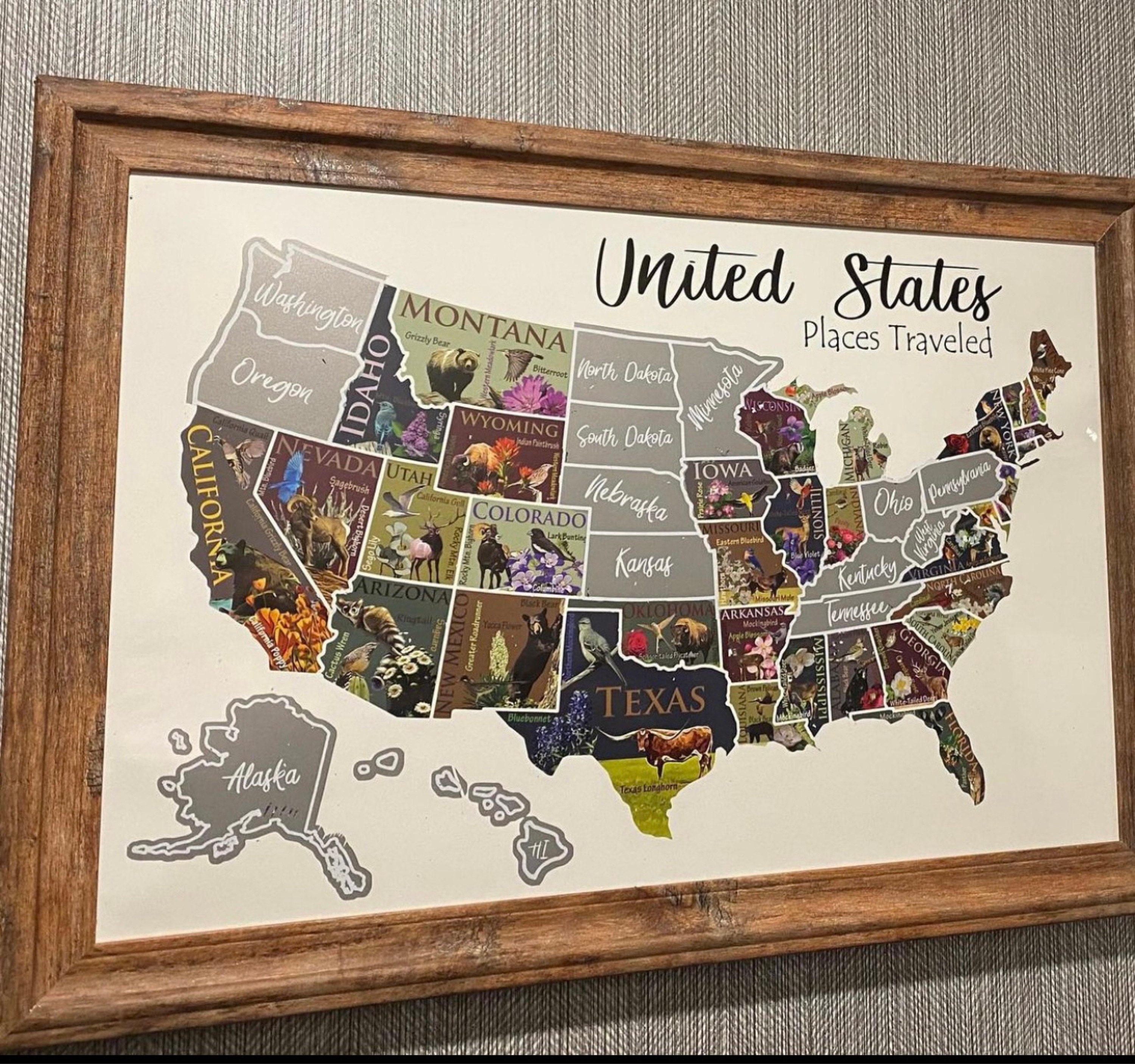 USA Scratch Off Map; State Symbols map; United States Poster; Educational travel scratch off poster; Places Traveled Map; Scratch off poster