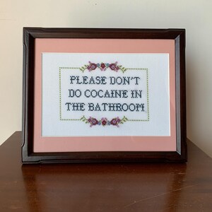Please Don't Do Cocaine in the Bathroom Cross Stitch **PDF Pattern