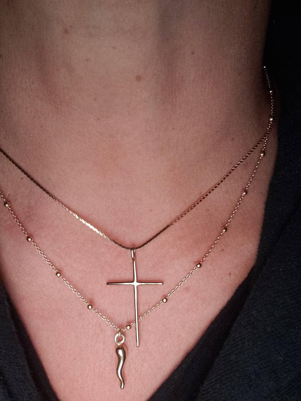 Gold Skinny Cross Pendant Necklace, Gold Cross Necklace, Birthday Gift, Bridesmaid Gift,Graduation Gift,Mother&#39;s Day Gift