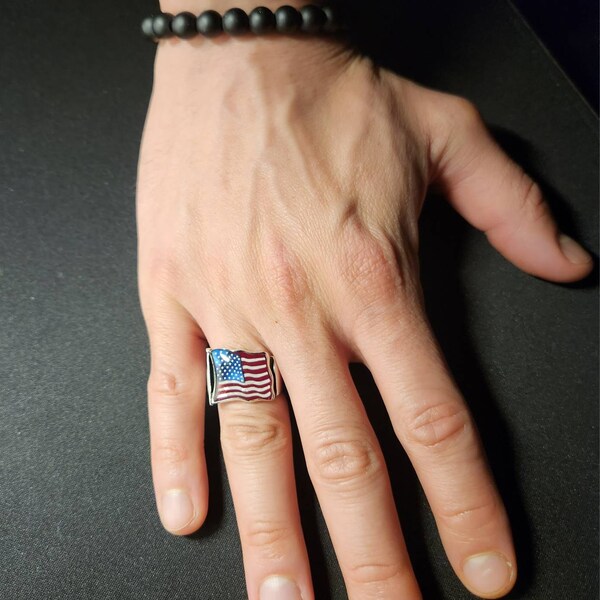 Handmade Pure 925 Sterling Silver Men's Ring – Agate Stone, Red, All Sizes
