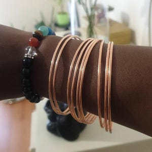 Pure Copper Bangles: Set of 9 Simple Stacking Bracelets