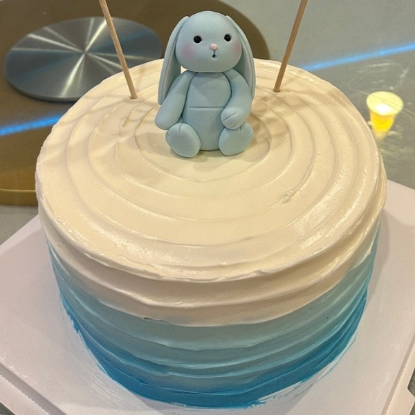 Fondant Baby Blue Bunny Rabbit Cake Topper 1st Birthday Baby Shower ...