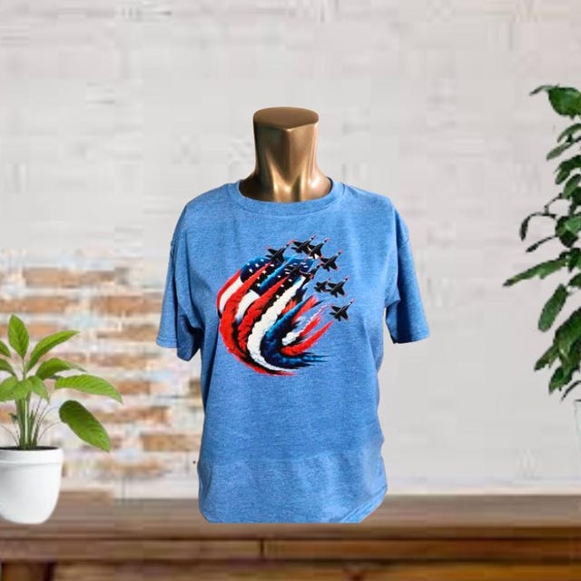 American Flag Fighter Jet T-Shirt - Patriotic Air Force 4th Of July Top