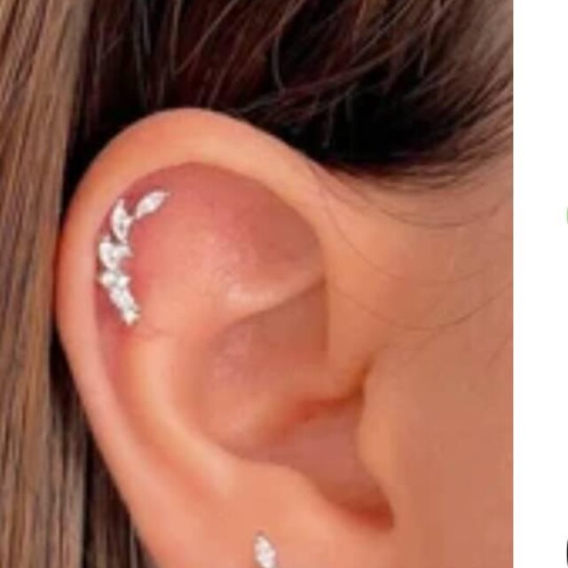 Helix Huggie Hoop Earrings With 2 Dangling Chains in 925
