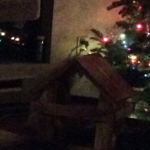 Large Rustic Wood Platform Bird Feeder Has 2 Levels Use as a Hanging