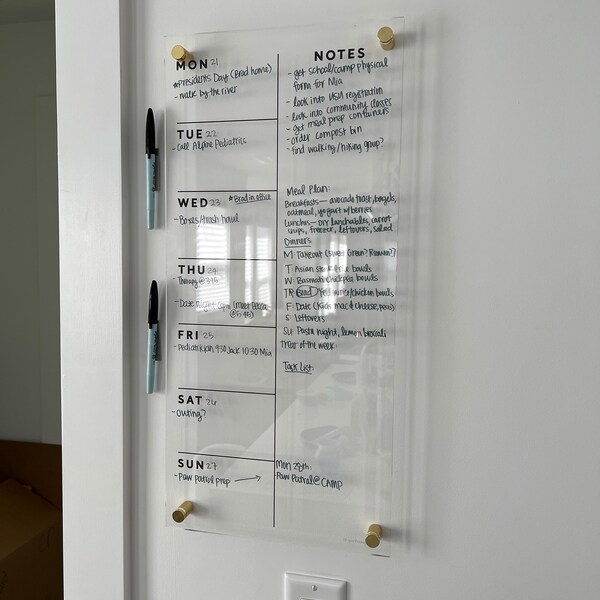 DISCOUNTED Acrylic Calendar | Dry Erase Lucite Calendar With Wet Erase ...