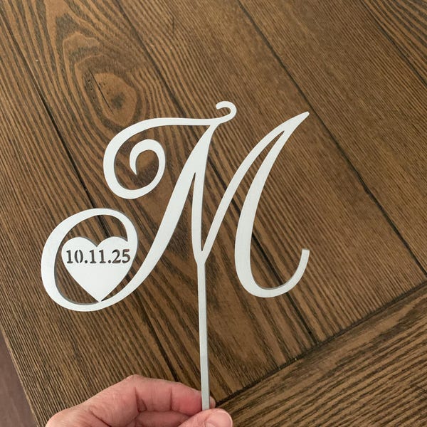 Initial Cake Topper, Elegant Cake Topper - Personalized Letter Topper ...