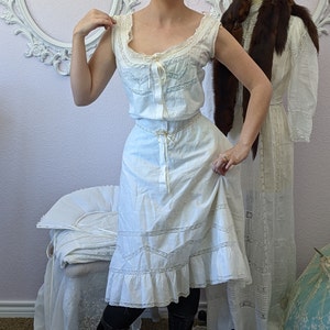 Antique Edwardian Wedding Tea Dress Two Piece Embroidery Lace Pintucks ...