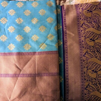 Jacquard Lichi Silk Purple Saree With Unstiched Blouse Piece main image 1