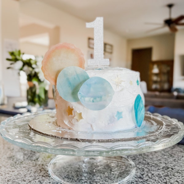 Glitter First Birthday Cake Topper | Number One Topper - Etsy