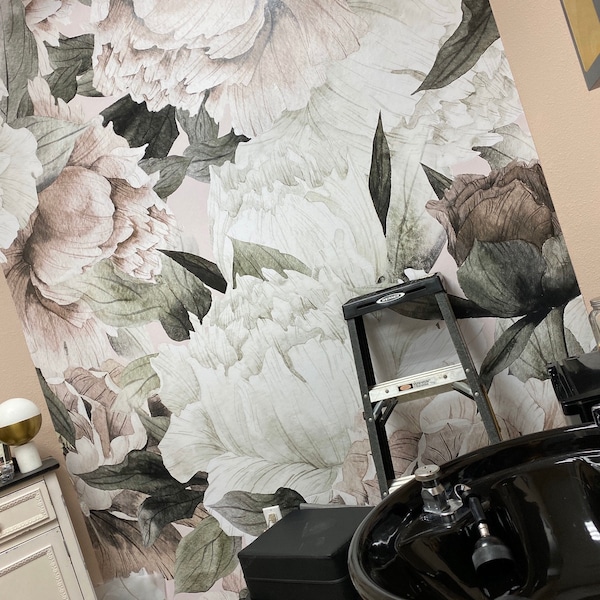 Vintage Roses and Peonies Peel and Stick Wallpaper, Removable ...