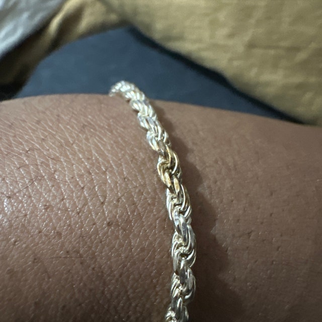 Sterling Silver Rope 3mm Chain Bracelet - Sterling Silver - Etsy