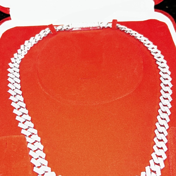 Sterling Silver Iced Out Cuban Chain Necklace, Pink Plated Rapper Bling ...