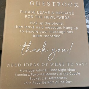Audio Guestbook Acrylic Sign Telephone Guestbook Wedding Sign Phone ...