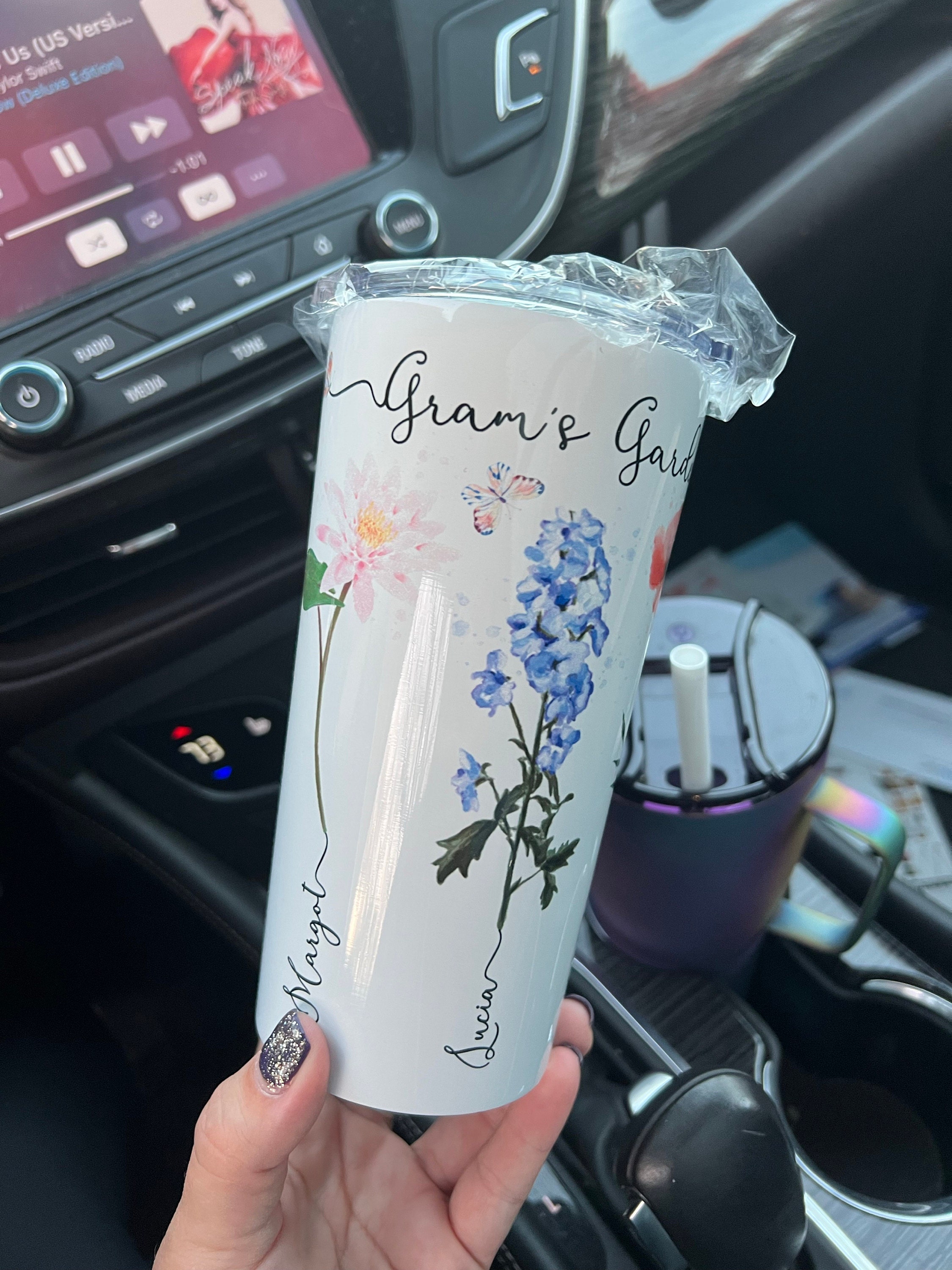 Grandma's Garden Tumbler With Grandkids Names, Family Name Birth