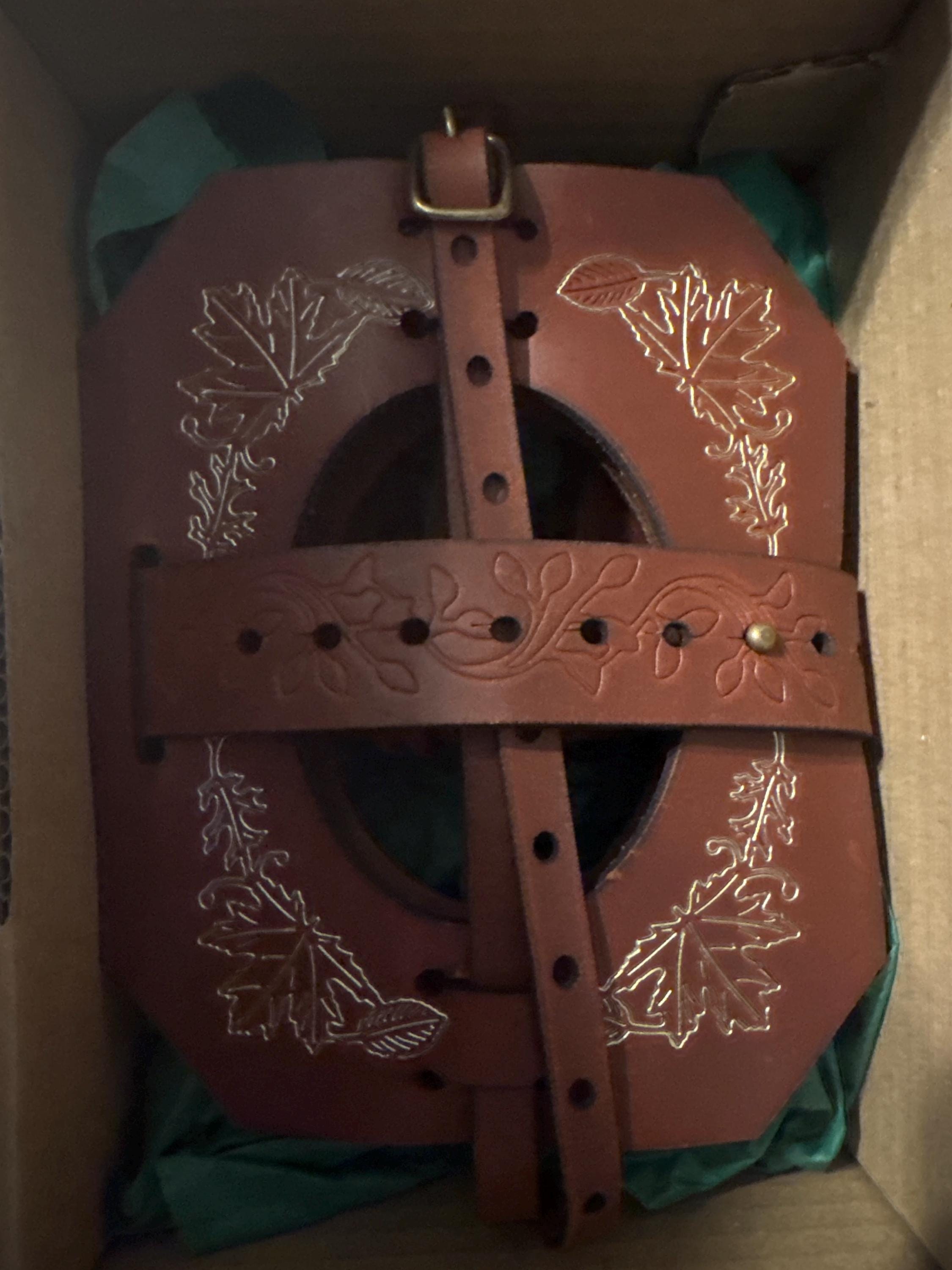 Book Holder - larp leather book bag -  book lover gift - waist book Holster - Book of shadows - spell book - witchcraft gold brown