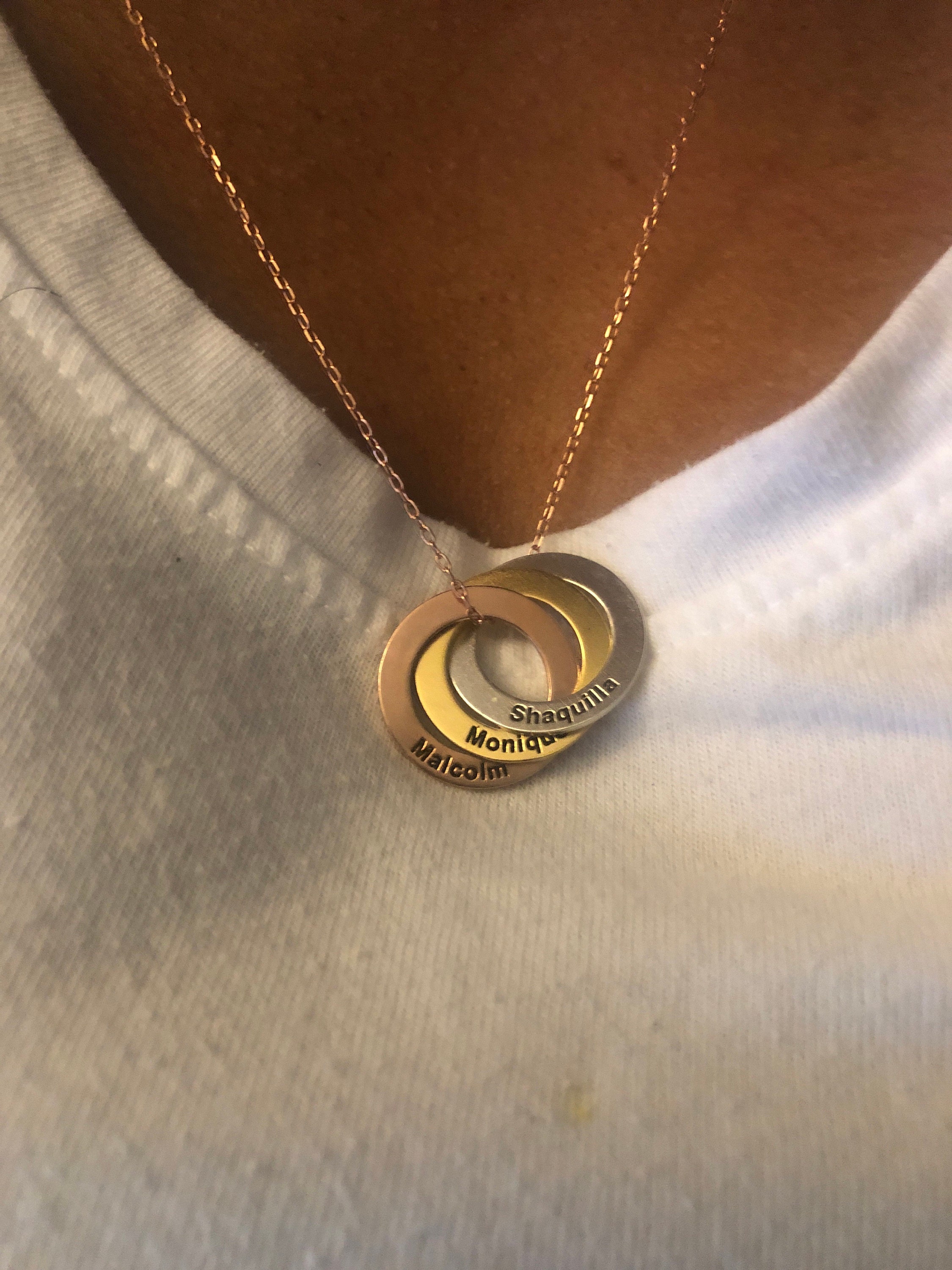 Family Necklace • Personalized Gift • Linked Circle Necklace •  Custom Children Name Rings • Eternity Necklace • Mother Gift • NM30F30