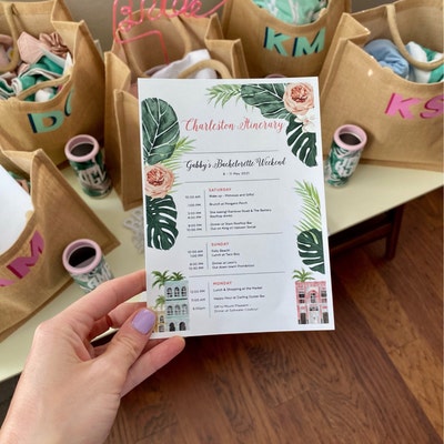 Charleston Itinerary Template Bachelorette Party Invitation - Etsy ...