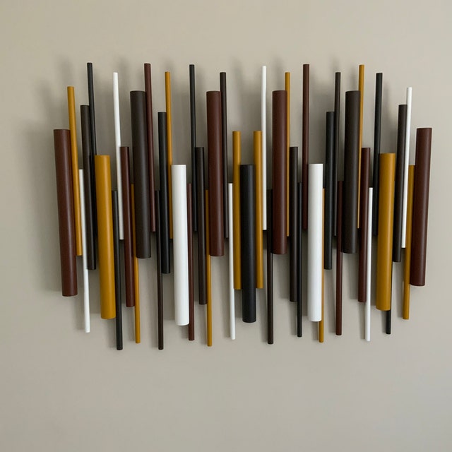 Ochre & Maroon Wall Art – Earth Tone Modern Wood Wall