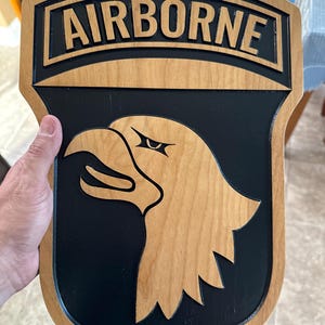 U.S. Army Airborne Wall Wood Carved Plaque,, 173rd, 101st, 82nd