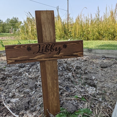 Pet Memorial Cross With Photo Option Personalized Wood Cross for Dogs