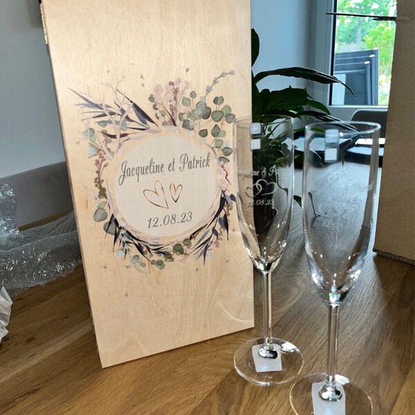 Leonardo Sektgläser Zur Hochzeit Mit Gravur – Personalisiertes Set In Loveletter-Holzbox Als Geschenk