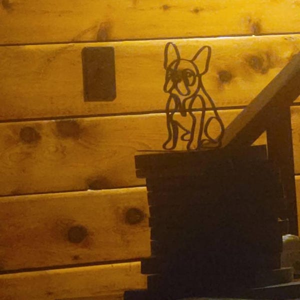 Customer photo of French Bulldog (Black 3D) Line Art Sculpture in their home