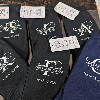 Personalized Groom Socks, Custom Wedding Monogram Socks With Couple's