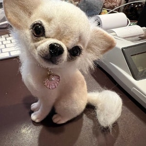 ミニチュアカスタムフェルトチワワ人形、ニードルフェルト犬、フェルト