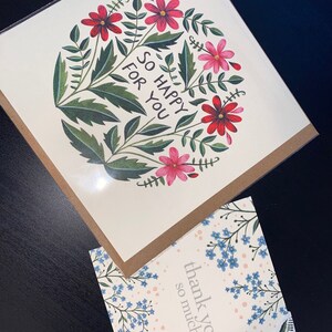 Congratulations Card - Illustrated so Happy for You - Floral Watercolor ...