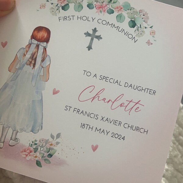 First Holy Communion Card - 1st Communion, Personalised Communion Card ...