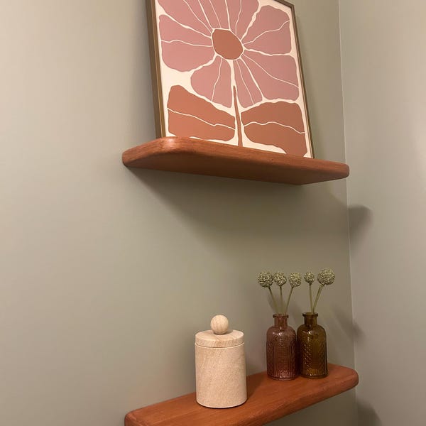 Handmade Solid Wood Floating Shelf: Rustic Modern Wall Decor - Etsy