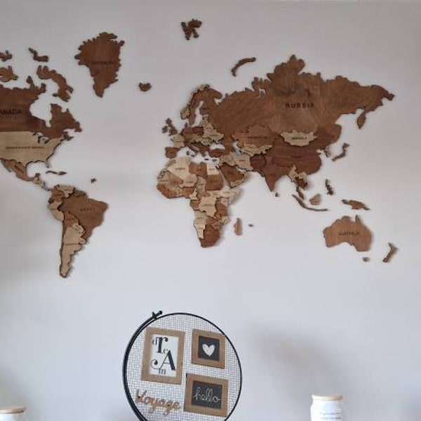 Wood World Map Wooden Wall Map 3 D Wood Wall Map Travel World Map ...