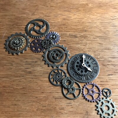 50 Bronze Silver Gold Copper Steampunk Cogs and Gears Clock Hand Charm ...