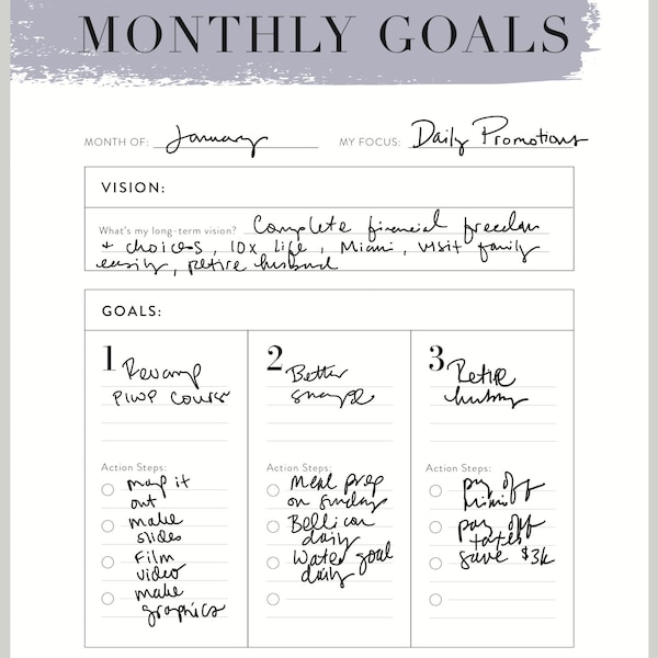 90-day Goal Planner | Printable Planner | Goal Action Plan | Goal ...