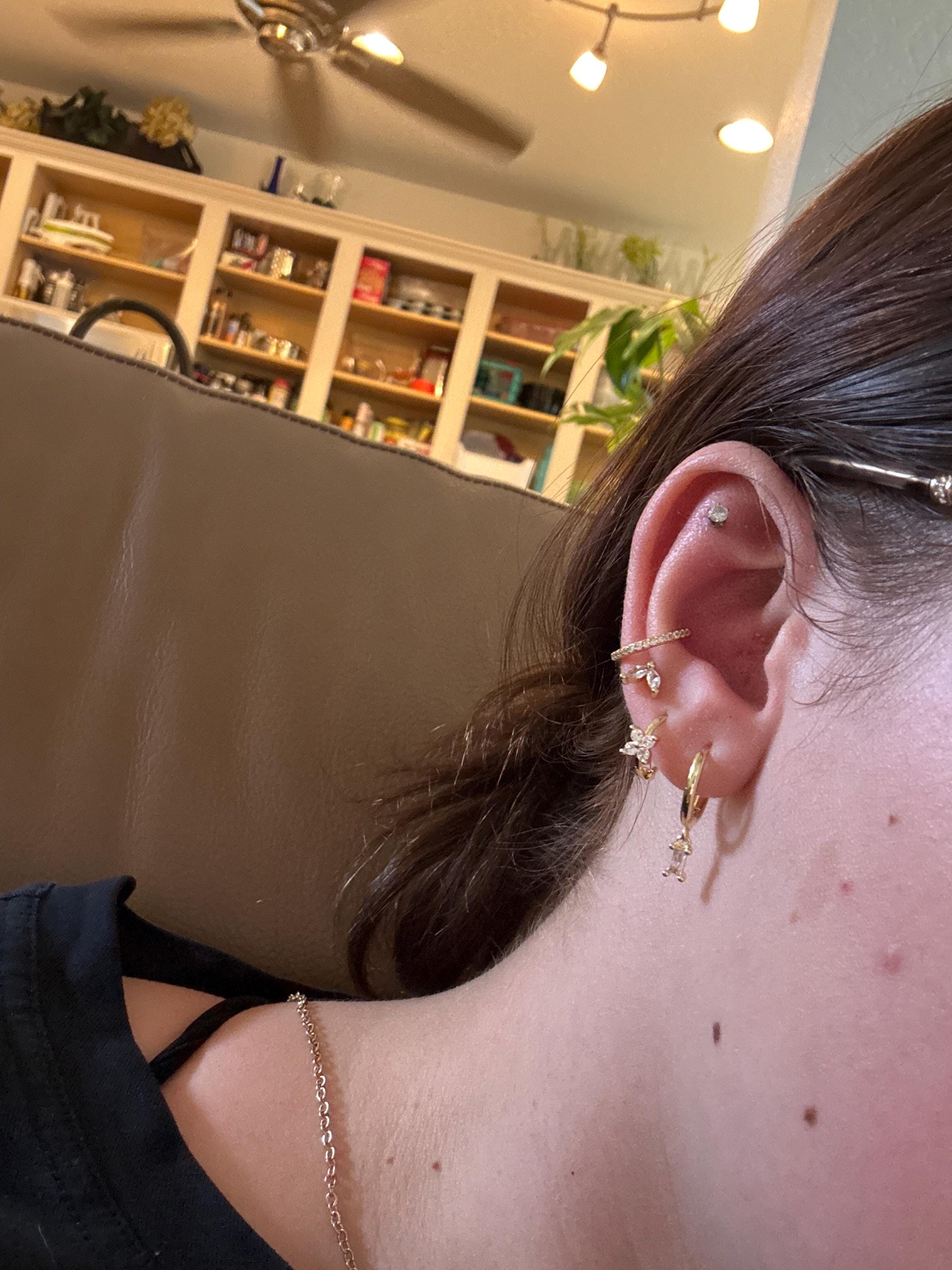 20G/18G/16G Seamless Gold Conch Clicker Paved Cartilage Gold Hoop Earrings • 925 sterling silver • tragus helix hoops • gold cartilage hoop