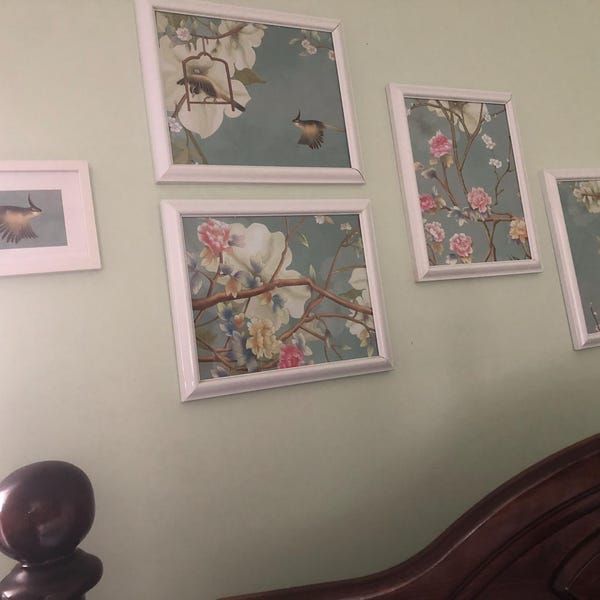 French Country Drawer Knobs Beige Floral Fabric Dresser Knobs