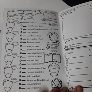 D&amp;D Character Booklet / Journal Character Stats and Notes Sections A5 ...